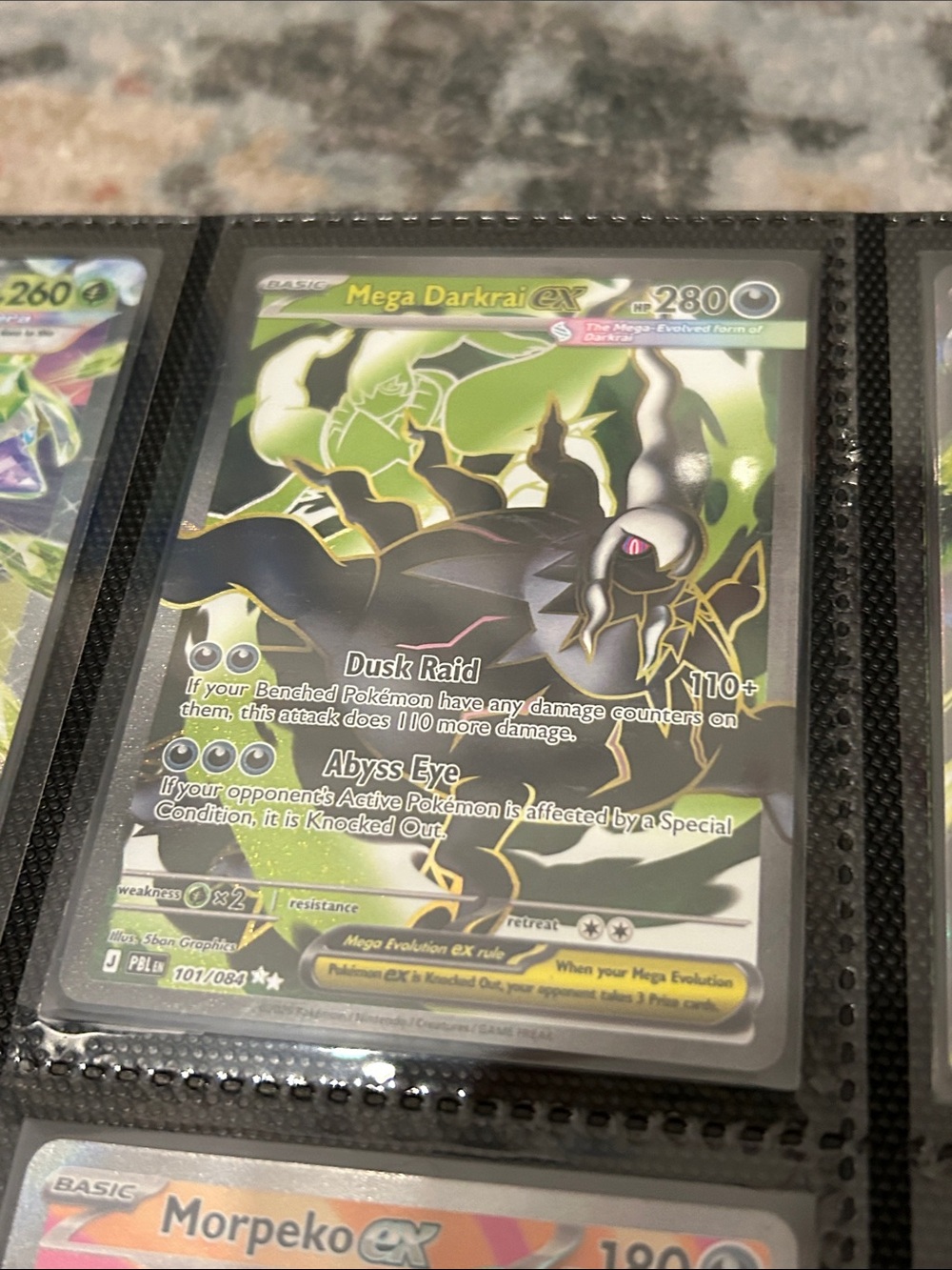 Pokemon Mega Darkrai EX Holographic Card - Black & Green